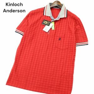 【新品 未使用】 Kinloch Anderson キンロックアンダーソン 春夏 刺繍 吸汗速乾 半袖 千鳥 ポロシャツ Sz.L　メンズ 日本製　A4T04068_4#A