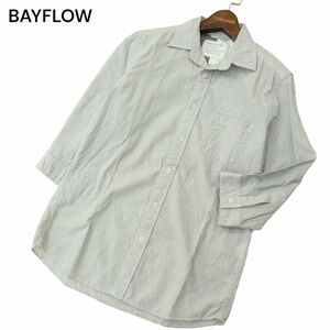 BAYFLOW ベイフロー 春夏 【麻 リネン混】 7分袖 シャツ Sz.2　メンズ グレー　A4T04064_4#A