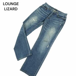 LOUNGE LIZARD ラウンジリザード 通年 ダメージ加工★スリム ストレート デニム パンツ ジーンズ Sz.4　メンズ 日本製　A4B02042_4#R