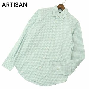 ARTISAN アルチザン コムサ系最高峰★ 通年 長袖 ボタンダウン チェック シャツ Sz.L　メンズ 緑色系　A4T04270_4#C