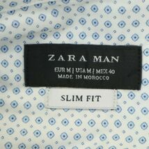 【新品 未使用】 ZARA MAN ザラ マン 通年 SLIM FIT 総柄★ 長袖 シャツ Sz.M　メンズ 白 モロッコ製　A4T04269_4#C_画像7