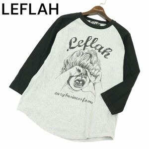 LEFLAH レフラー 春夏 ロゴプリント★ 切替 7分袖 ラグラン カットソー Tシャツ Sz.L　メンズ　A4T04413_4#D