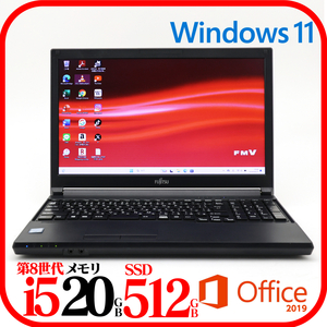 ★A579A④★第8世代i5-8365U★新品SSD512GB★メモリ20GB★バッテリ良★Win11★Office★Bluetooth★