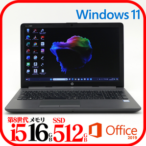 ★HP250G7★第8世代i5-8265U★新品SSD512GB★メモリ16GB★Webカメラ★バッテリ良★Win11★Office★Bluetooth★の画像1