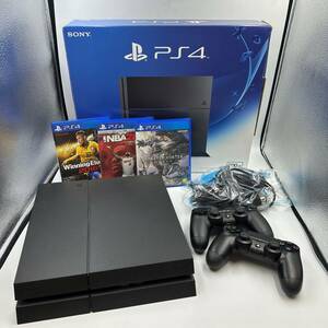 PS4 本体 セット 500GB ブラック SONY PlayStation4 CUH-2000A ★コントローラー2個★ソフト3本付 動作確認済 プレステ4 中古 現状品 E226