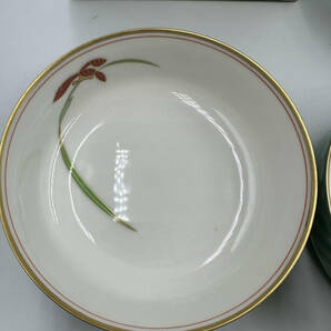 香蘭社 皿 ５枚セット G600.G０ 和食器 小皿 中皿 箱付き 緑 花柄 深皿 食器 器 未使用品 現状品 長期保管品 E481の画像3