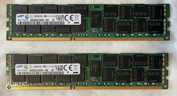 【美品】サーバー用メモリ　SAMSUNG 16GB 2Rx4 PC3L-12800R 【２枚セット】 #1