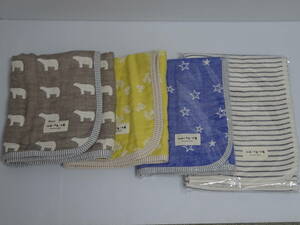  unused wa.ta.ya.... Kett towelket 4 point summarize cotton 100% 6 -ply gauze made in Japan na duck li circle . futon shop baby white bear star Mitsuba chi