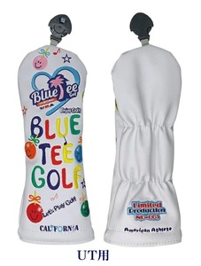 ◎ 送料無料オークション【UT・ホワイト】ブルーティーゴルフ 【限定生産品：ラブ-Blue Tee Golf】 ユーティリティ用カバーBLUE TEE GOLF 