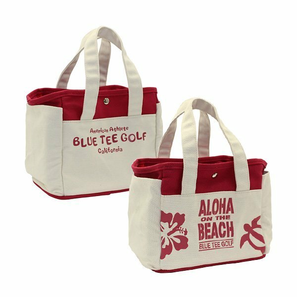 ■3③送料無料【レッド】ブルーティーゴルフ ALOHA ON THE BEACHラウンドトートバッグ【TT-004】 BLUE TEE GOLF