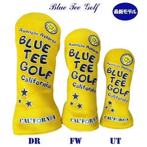 ■送料無料【3PAイエロー】ブルーティーゴルフ【メッシュ スマイル】3本セット販売(A)ヘッドカバー BLUE TEE GOLF DHC-007