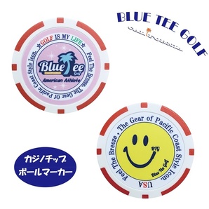 ★7:送料無料RD【BLUE TEE ツリー（ピンク）・ビッグスマイル】ブルーティーゴルフ 【 レッド：カジノチップ　ボールマーカー】CP2