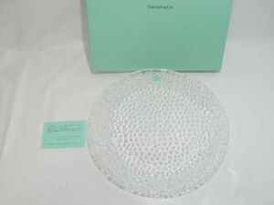 未使用 保管品 Tiffany & co. ティファニー コブルストーン プラター ガラス 大皿 プレート 直径28cm 0404