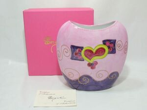  новый товар Soizicksowajik ваза для цветов ваза цветок основа Limo -ju Франция рука краска Heart темно-синий розовый 0413