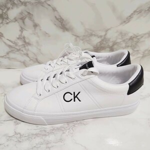 新品 CK カルバンクライン US正規 日本未発売 スニーカー 白 ホワイト 黒CKロゴ 踵黒 US5.5 日本22.5cm Calvin Klein s051