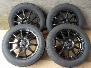 バリ山 スタッドレス BADX LOXARNY SPORT RS-10 14インチ 4.5J +45 PCD100 4穴 ハブ径67mm 155/65R14 グットイヤー 2022年製 4本SET 軽四