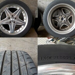 溝アリ 希少 WORK ワーク ユーロラインSL 18インチ 8J +45 PCD11.43 5穴 ハブ径73mm 245/45R18 ブリヂストン 4本セット ミニバン セダン の画像3