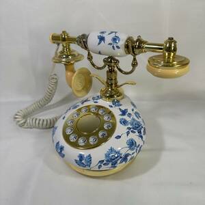 [ operation not yet verification ]SIECLE HT-00 antique ceramics telephone antique style dial type telephone machine floral print solid relief (RI-001)