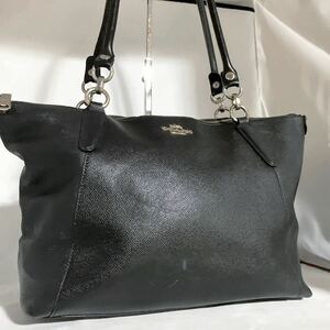 美品 A4可 COACH コーチ ハンドバッグ トートバッグ 肩掛け ショルダー メンズ ビジネス ロゴ金具 多収納 大容量 レザー 本革 ブラック 黒 