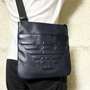  превосходный товар EMPORIO ARMANI Emporio Armani сумка на плечо сумка "почтальонка" наклонный .. мужской ходить на работу посещение школы кожа натуральная кожа темно-синий 
