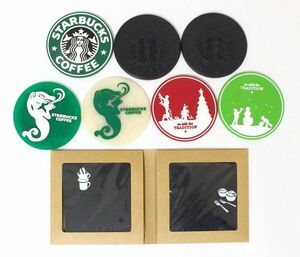 L■● STARBUCKS コースター 旧ロゴ サイレン ホリデーパーティー ブラックコレクタブルズ 9枚セット ●NOE09704　スターバックス 黒