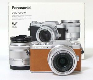◇ Panasonic ミラーレスデジタル一眼カメラ LUMIX ダブルレンズキット DMC-GF7W ブラウン ◇MHD13691　ルミックス