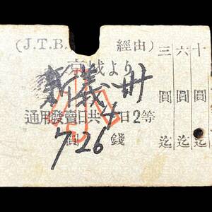 朝鮮総督府鉄道 （鮮鉄） 硬券 切符 ■ 京城 → 新義州 ２等 昭和14年8月16日 JTB / 古い 乗車券 レア 戦前 昭和初期 朝鮮 中国 廃線 廃駅