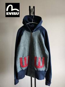 EVISU/ Evisu /YAMANE/yamane/ "в елочку" Denim переключатель Parker / карман * заклепка краска дизайн /ZIPko. знак останавливать 