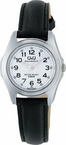 シチズン Q&Q 腕時計 アナログ ソーラー 防水 革ベルト H009-304 レディース ホワイト