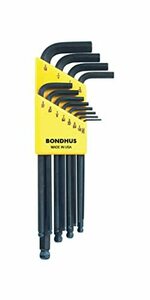 国内正規品 BONDHUS(ボンダス) 六角ボールポイント・L-レンチ ロングセット 黒染め加工 12本組 (0.050、1/1