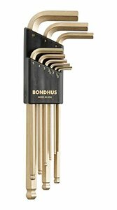 国内正規品 BONDHUS(ボンダス) 六角ボールポイント・L-レンチ セット ゴールドガード加工(14K) 9本組 (1.5、