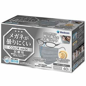 メディコムジャパン メガネが曇りにくいマスク 40枚入 グレー JMK200698