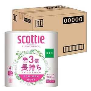 ケース販売 スコッティ フラワーパック 3倍長持ち トイレット4ロール 75mダブル 無香料 ×12パック入り