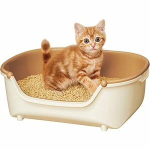ニャンとも清潔トイレセット 約1か月分チップ・シート付 猫用トイレ本体 すいすいコンパクト アイボリー&ペールオレンジ 子猫、