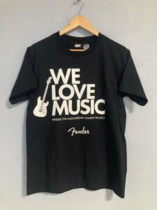 * beautiful goods Fender fender 25 anniversary charity T-shirt M black WE LOVE MUSIC musician autograph print screen Star z