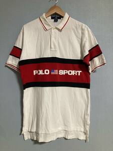 ★90s POLO SPORT RALPH LAUREN ポロスポーツ ラルフローレン 半袖ポロシャツ L 星条旗 アメリカ 国旗 オールド OLD ビンテージ