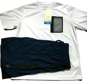新品　タグ付き　ロゴス　ロゴスデイズ　パジャマ　上下セット　半袖　白色に黒色　メンズLLサイズ　