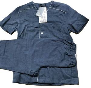 新品　タグ付き　GEORGEKENT　パジャマ　上下セット　半袖　ネイビー～黒　メンズMサイズ　綿100％　和風