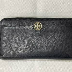 11550★1円スタート トリバーチ／TORY BURCH ラウンドジップ 長財布 ブラック 黒 中ファスナー カード入れの画像1