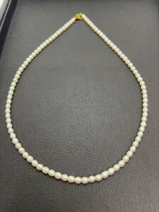 11366★1円スタート 金具K18 本真珠 ベビーパールネックレス 約3.5mm 約7.9g 約40cm ブレスレット可 pearl necklace ジュエリー jewelry