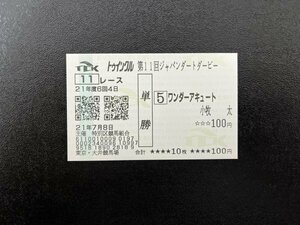 ワンダーアキュート　2009年ジャパンダートダービー　現地単勝馬券(5着)