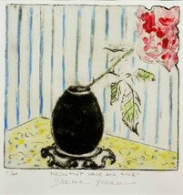 ＊新入荷＊ ED1番！人気画家 ジョアン アイザック(Joanne Izaac)「Mezzotint Vase And Rose」限定版画 ジクレー 作品保証書/ジークレー_画像2