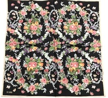 【ANNA SUI】(NO.2548)アナスイ ハンカチ　ブラック×ローズ柄　未使用　50cm_画像4