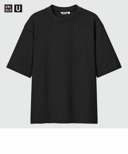 美品　UNIQLO U クルーネックt 半袖 ユニクロ ブラック無地 Tシャツ メンズ L