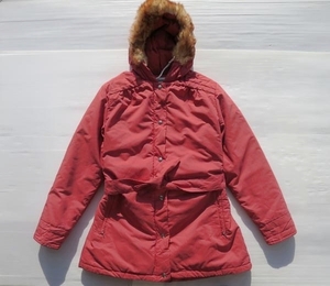 ◆ 80's USA製 Woolrich ウールリッチ アークティックパーカー ダウンジャケット S 赤茶/ビンテージ オールド アメリカ古着 アウトドア