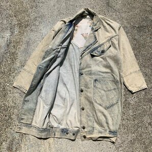 【L/XL】80s UNKNOWN デニム ハーフコート ジャケット ケミカルウォッシュ■ビンテージ オールド レトロ アメリカ古着 ジージャンの画像6