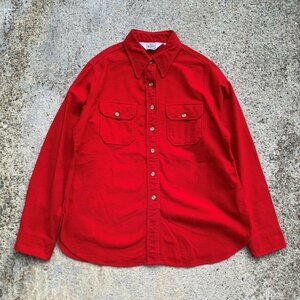 【S】SALE!! USA製 Woolrich シャモアクロスシャツ 赤無地■ビンテージ オールド アメリカ古着 80s ウールリッチ レディース ネルシャツ