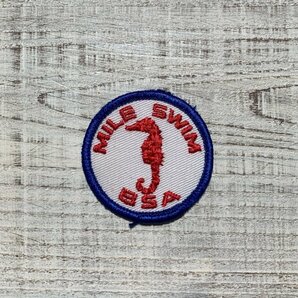 【5.0㎝】BSA MILE SWIM タツノオトシゴ 円形 刺繍ワッペン■ビンテージ オールド レトロ アメリカ古着 パッチ ボーイスカウトの画像1