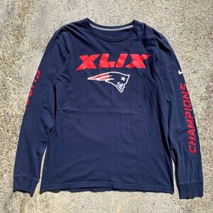 【M/L】SALE!! NIKE NFL ペイトリオッツ 長袖プリントTシャツ ネイビー 紺■アメリカ古着 プロチーム ナイキ 袖プリ アメフト