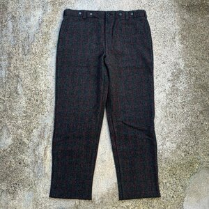 【W42】Woolrich ウールパンツ グレー チェック柄■ビンテージ オールド アメリカ古着 サスペンダーボタン メルトン ウールリッチ